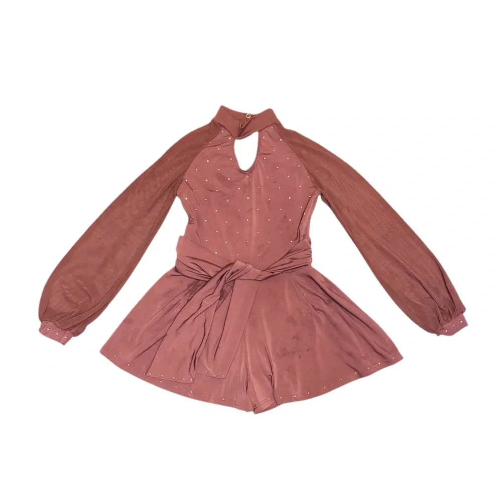 Weissman Showtime | Tomorrow Is Gonna Be Better LS Mesh Romper Copper,Size MC LC